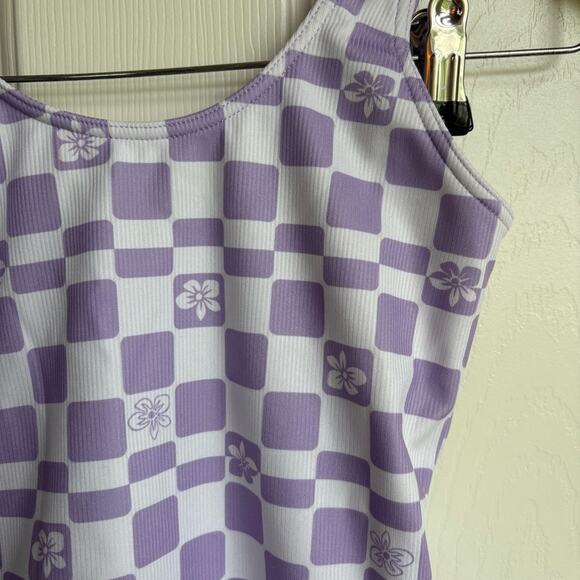 Roxy Girl Purple and White Checked One Piece Swimsuit - Picture 2 of 4